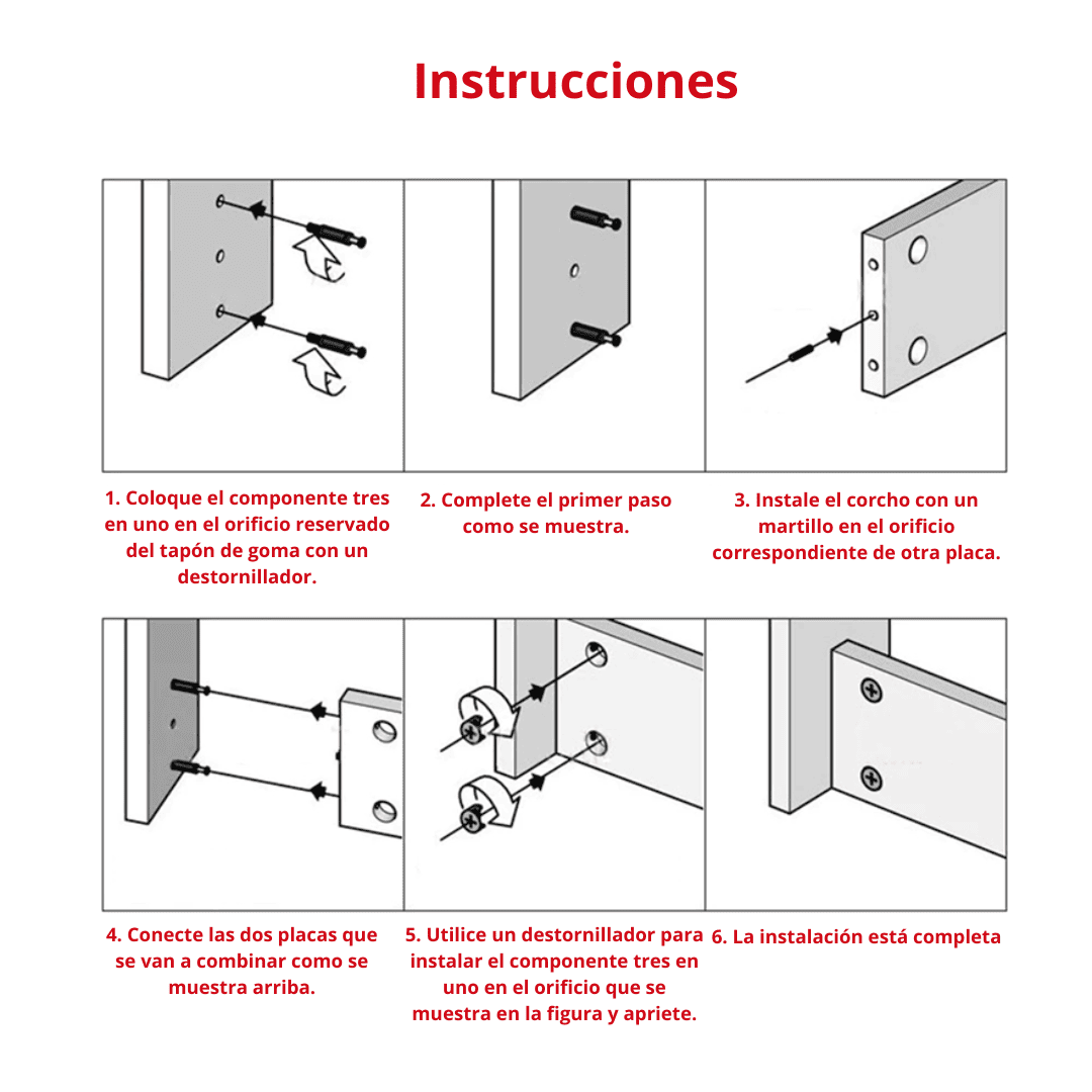 Tornillos para Sistema Minifix – Set de Conectores 3 en 1 para Muebles y Armado