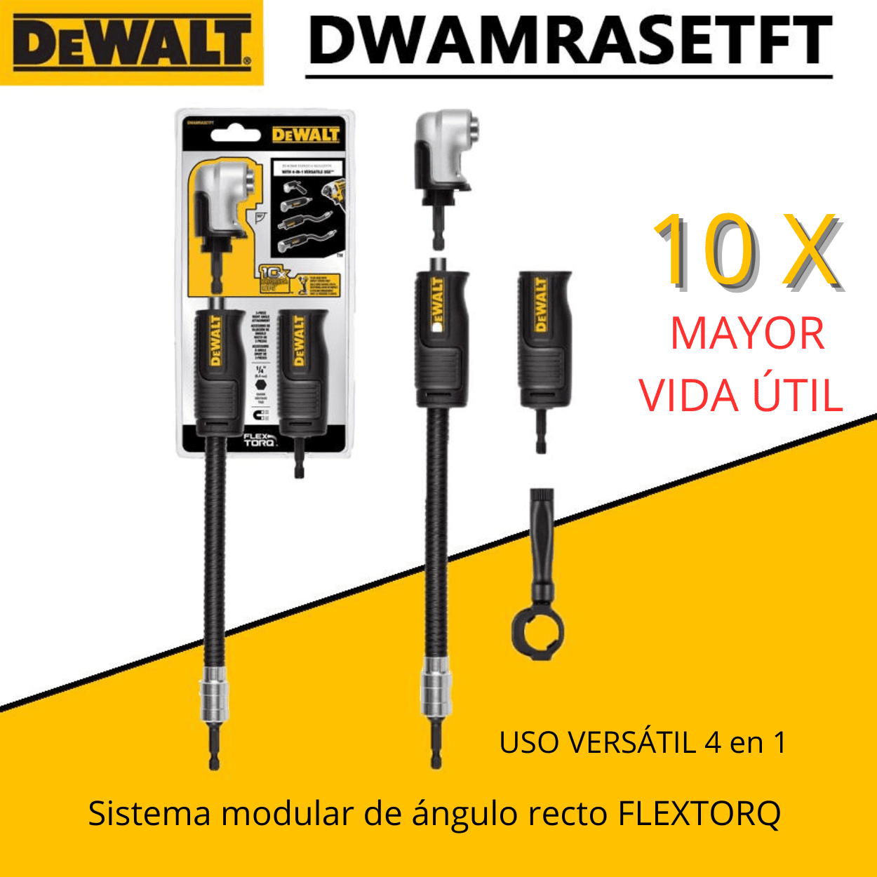 FLEXTORQ DEWALT 4 EN 1 – Sistema Modular Ángulo Recto