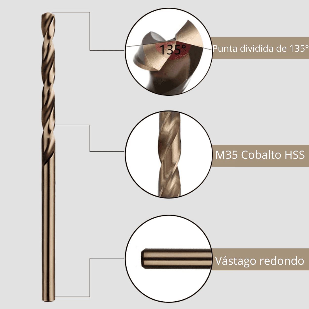 Broca HSS Cobalto 2.8 mm y 3.0 mm – Precisión en Madera, Melamina y Metal