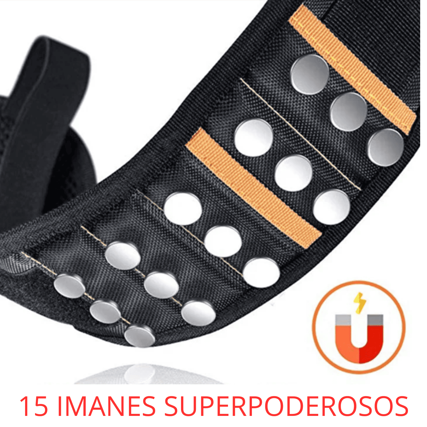 Pulsera Magnética PRO – 15 Imanes + Bolsillo Extra para Tornillos y Herramientas