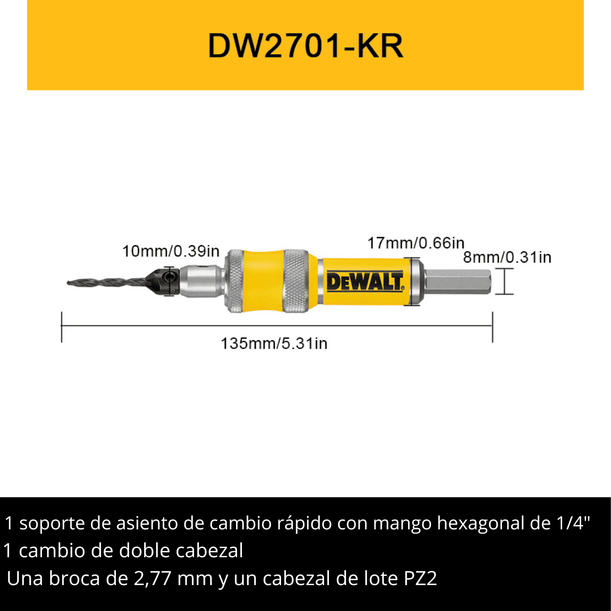 Avellanador & Atornillador Reversible DeWalt de 8 mm- DW2701