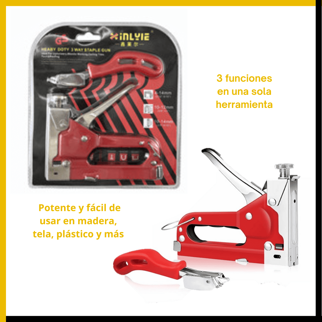 Engrapadora Clavadora Manual 3 en 1 PRO – Versatilidad Total con 1200 Grapas Incluidas