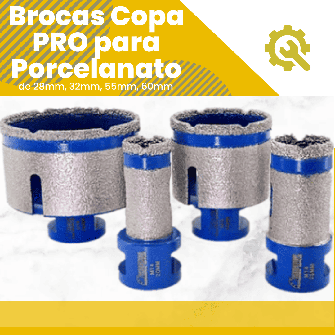 Broca Copa PRO para Porcelanato de 28mm, 32mm, 55mm, 60mm