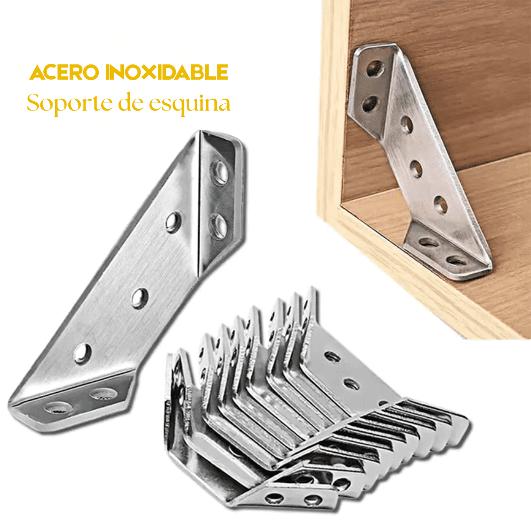 Conector Universal de Esquinas en Acero Inoxidable – Refuerzo Discreto y Resistente para Muebles