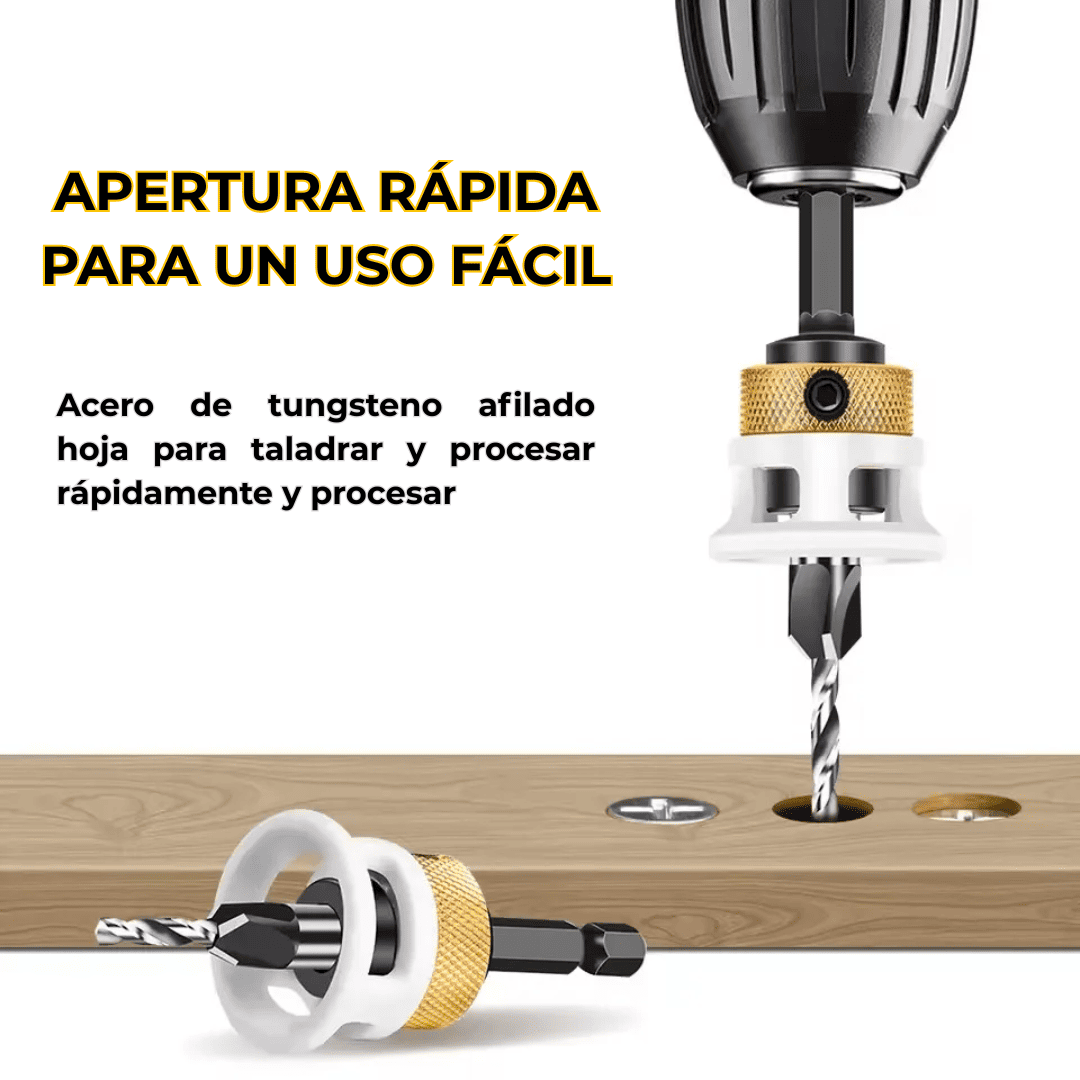 Broca Avellanadora con Tope Pro 2.8 x 8 mm – Precisión Ajustable para Madera y Melamina