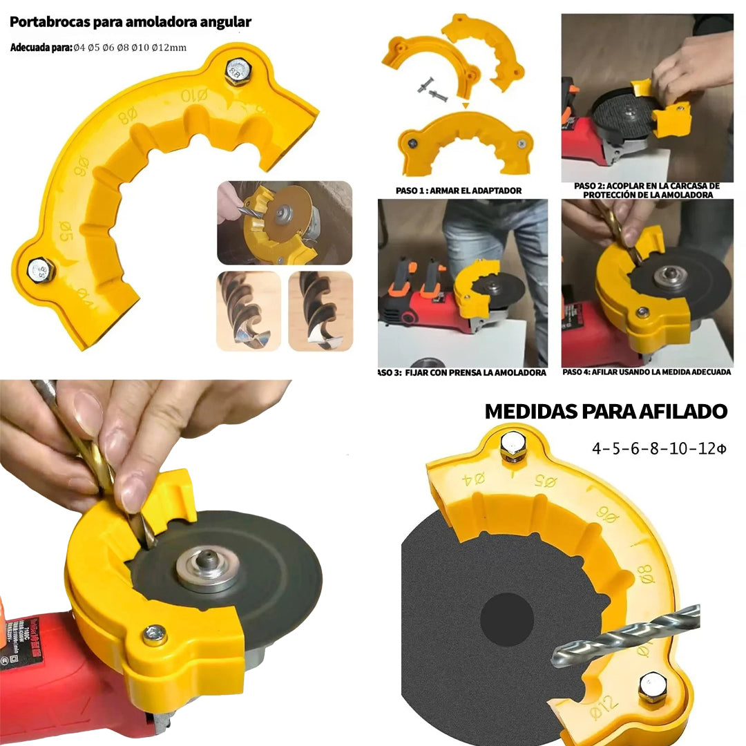 Adaptador en ABS Para Afilar Brocas con Amoladora Modelo "C"