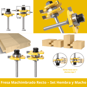 Fresa Machimbrado Recto – Set Hembra y Macho