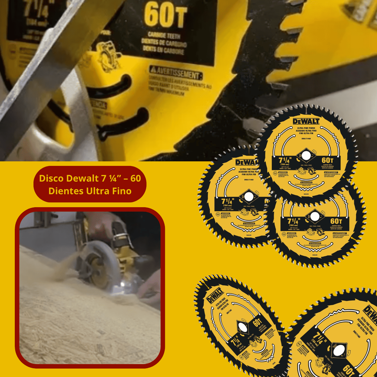 Disco Dewalt 7 ¼” – 60 Dientes Ultra Fino