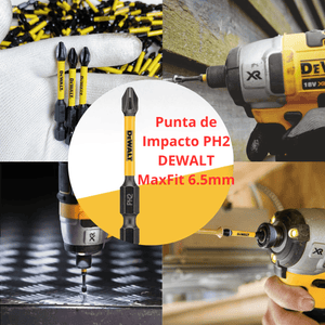 Punta de Impacto PH2 DEWALT MaxFit 6.5mm – Ajusta con Potencia, Atornilla sin Errores