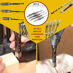 Set de 4 Brocas Cuadradas para Madera– Precisión Profesional en Carpintería