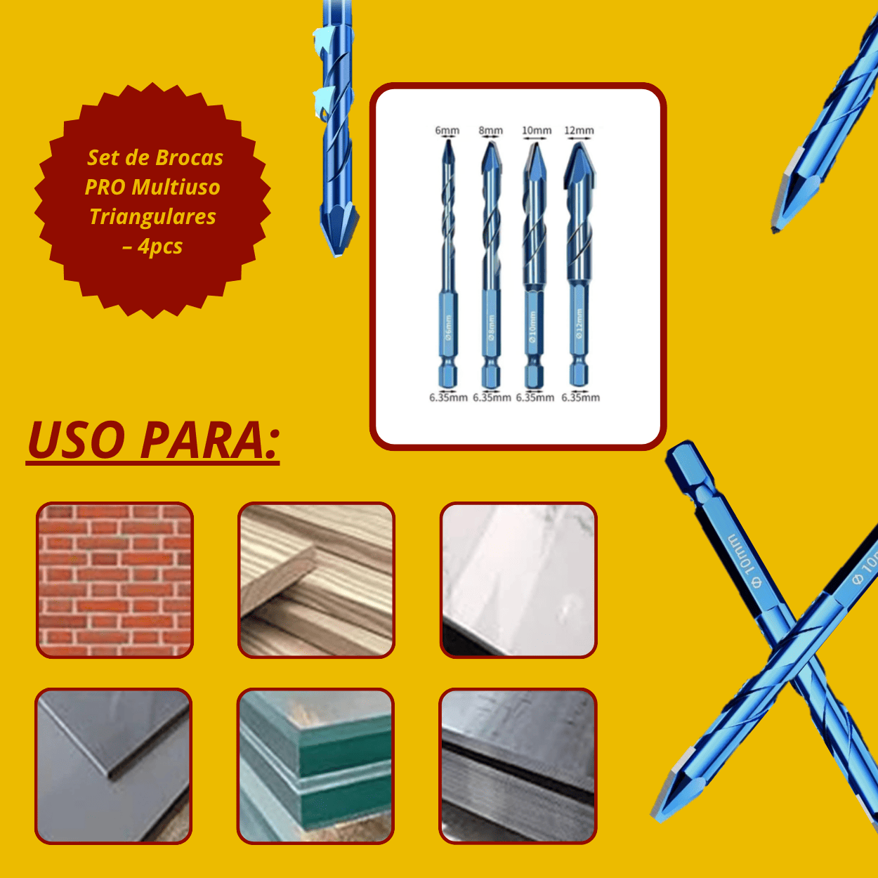 Set de Brocas PRO Multiuso Triangulares – 4pcs