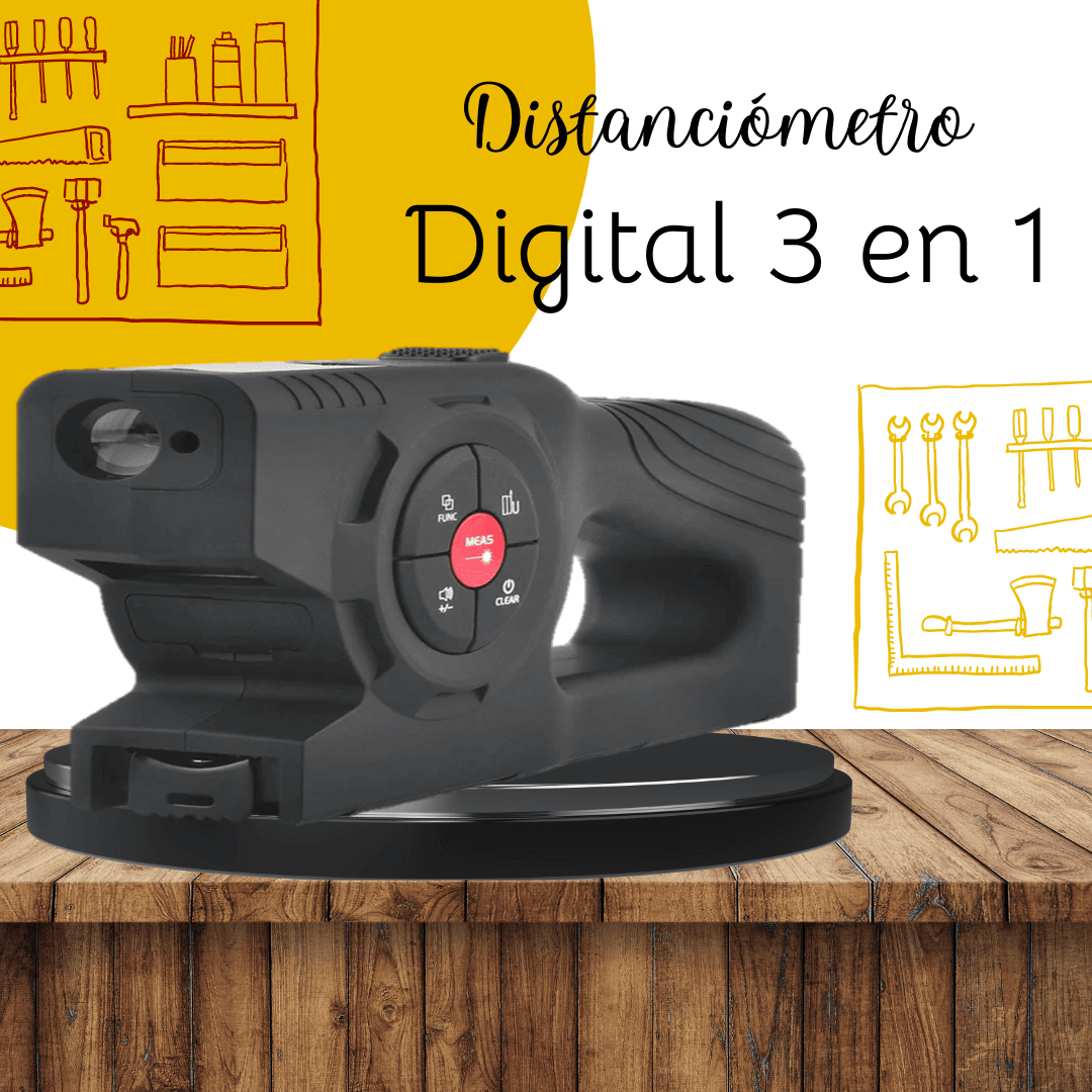 Distanciómetro Digital 3 en 1 – Cinta Métrica + Láser + Guía Visual