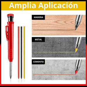 Lápiz Marcador para Carpintero – Set Completo con 6 Puntas de Repuesto