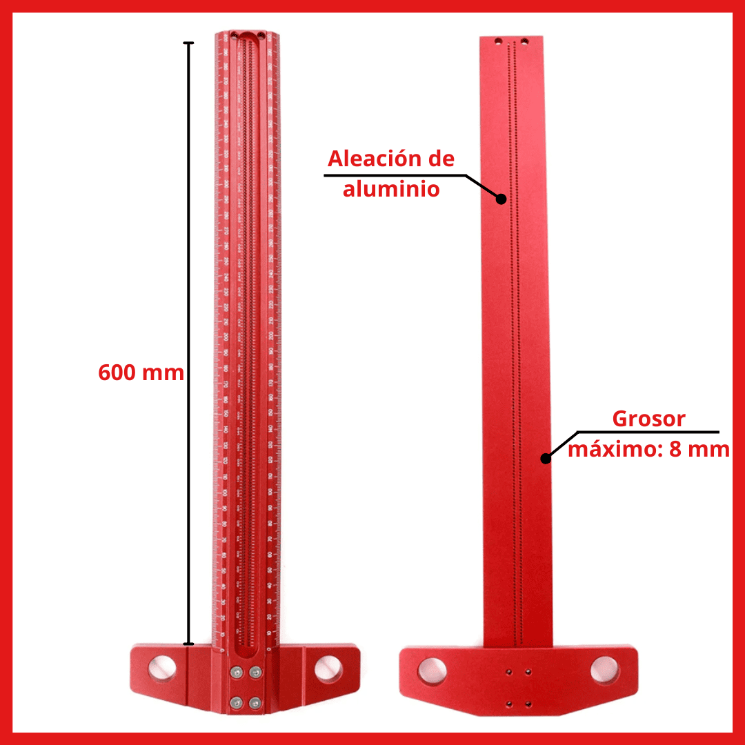 Regla de Aluminio Tipo T – Trazador de Líneas Preciso para Carpintería 60 cm
