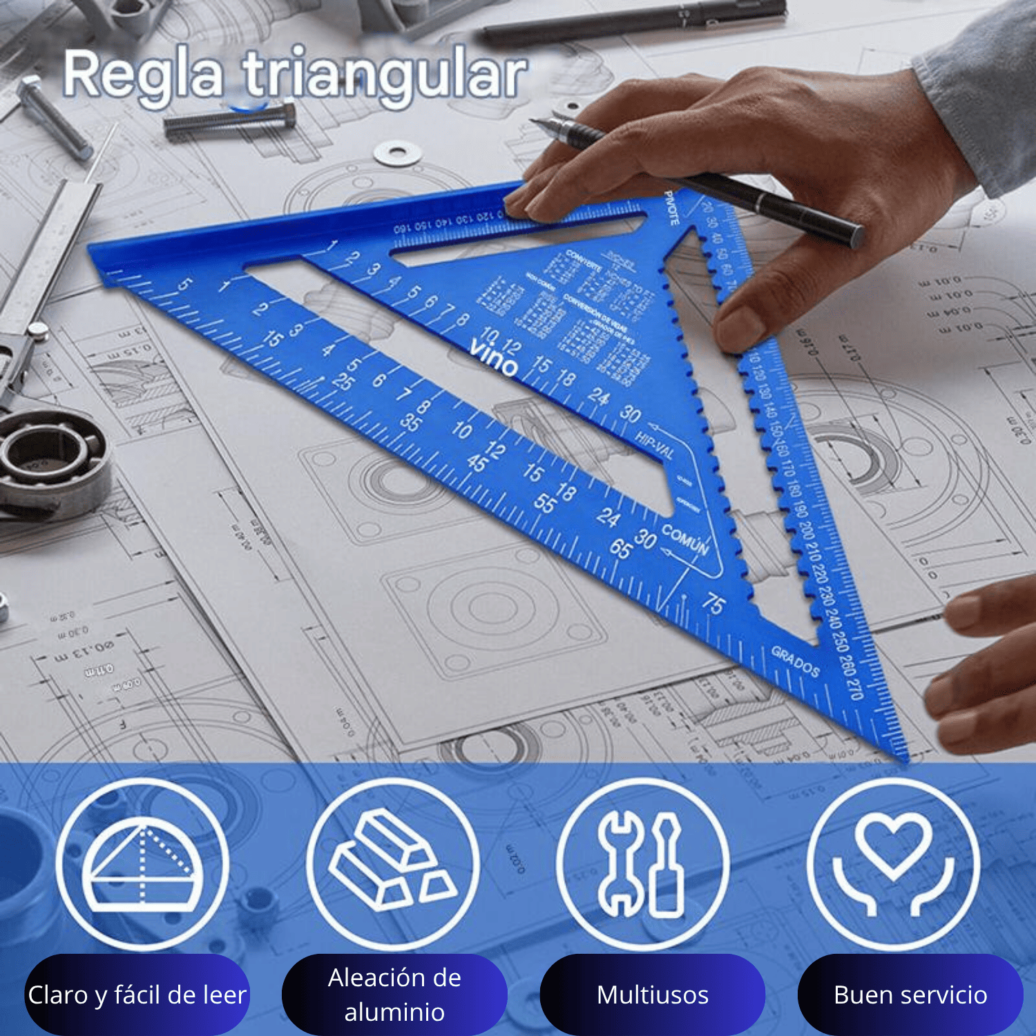 Escuadra Rápida de 12" en Aluminio Alto Relieve