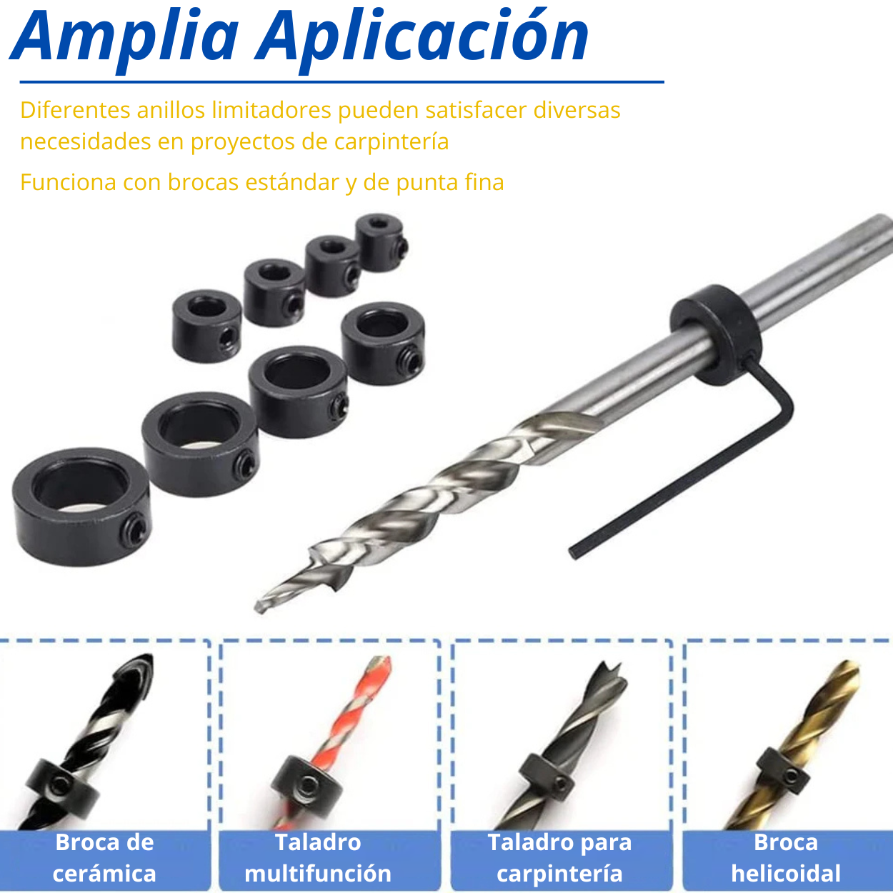 Set de Topes de Profundidad para Brocas 3 a 16 mm – 9 Piezas