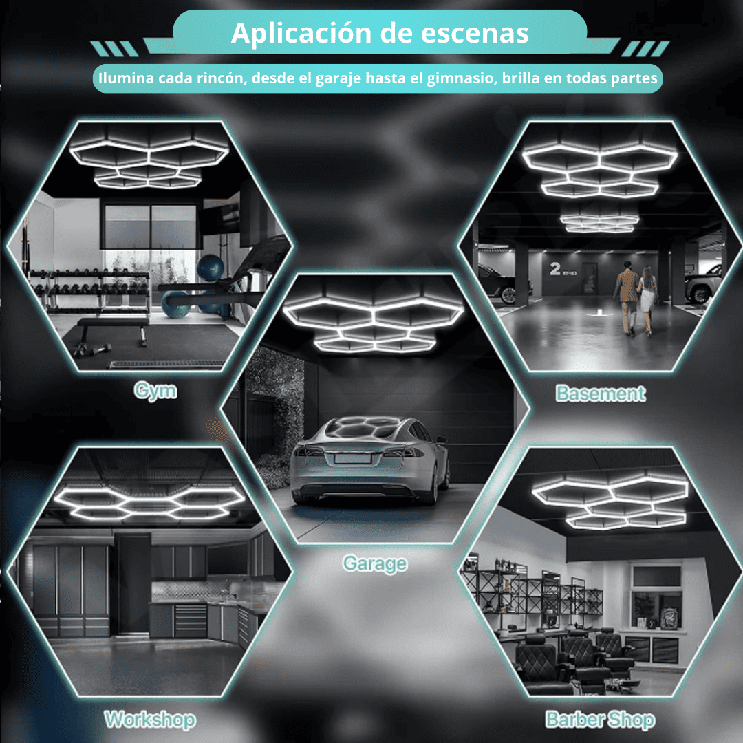 Luz LED Hexagonal de 24 PCS – Iluminación Profesional para Talleres, Garajes y Studios