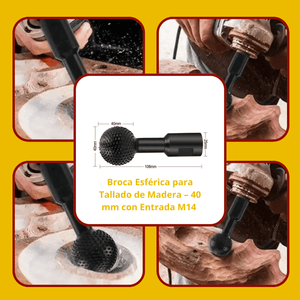 Broca Esférica para Tallado de Madera – 40 mm con Entrada M14