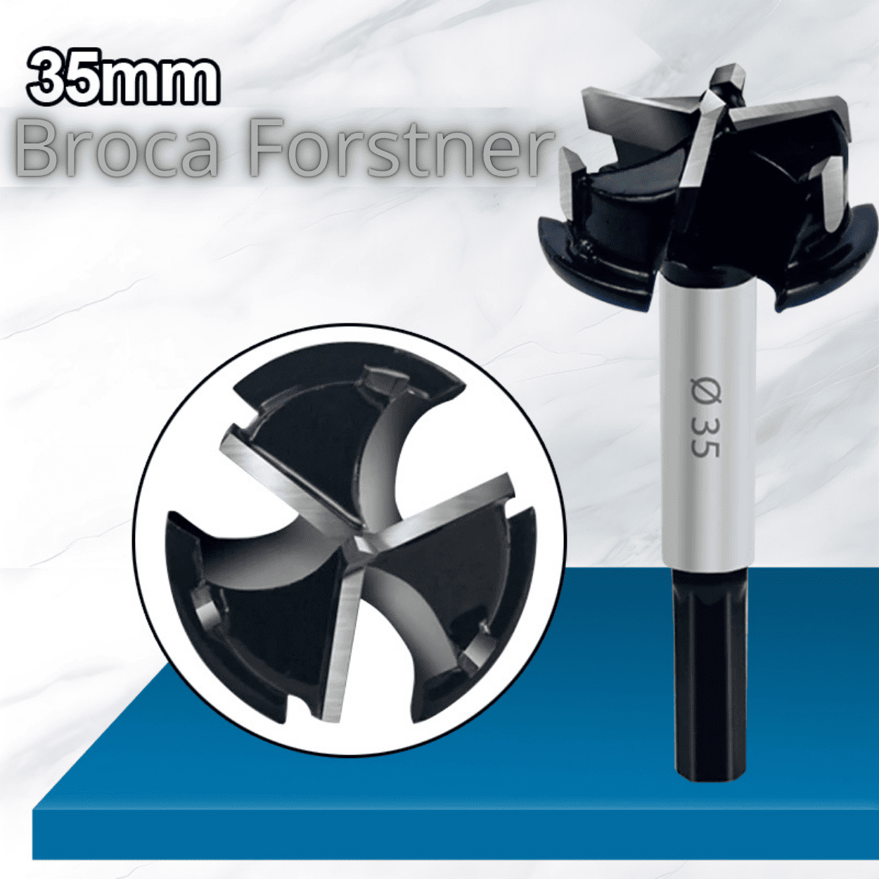 Broca Forstner PRO 35 mm con Tope Regulable y 3 Hojas