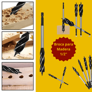 Broca para Madera 1/2" (12 mm) – Corte Rápido y Preciso