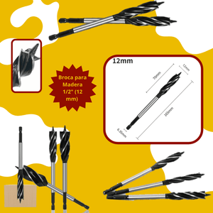 Broca para Madera 1/2" (12 mm) – Corte Rápido y Preciso