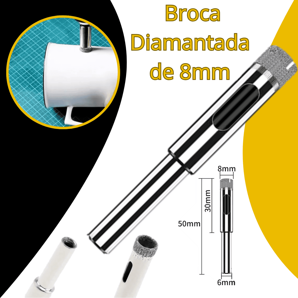 Set Brocas Diamantadas 8mm – Vidrio, Cerámica, Azulejos y Más