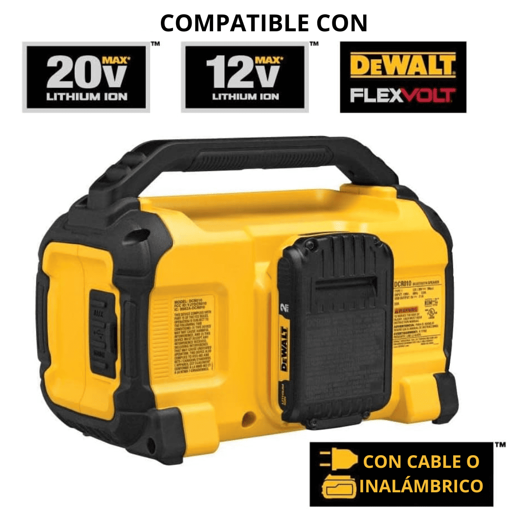 Parlante Altavoz Dewalt DCR010 12V/20V MAX – Sonido Potente con Conexión Inalámbrica