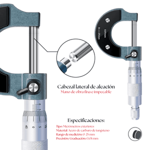 Micrómetro Exterior Métrico 0–25 mm