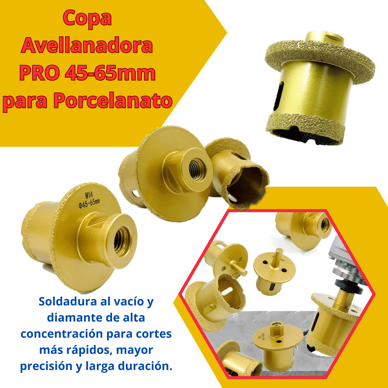 Copa Avellanadora PRO 45-65mm para Porcelanato