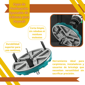 Copa de Perforación Ajustable 45–130 mm para Drywall