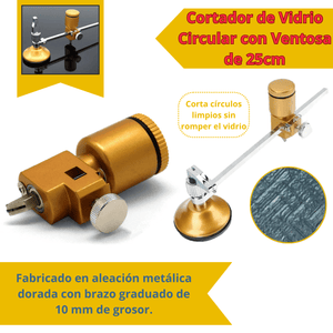 Cortador de Vidrio Circular con Ventosa de 25cm