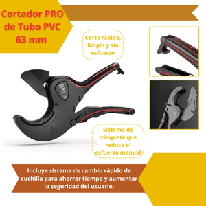 Cortador PRO de Tubo PVC 63 mm
