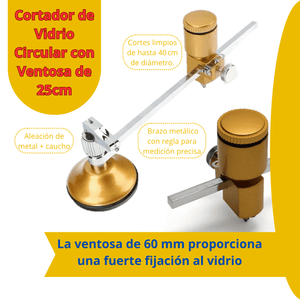 Cortador de Vidrio Circular con Ventosa de 25cm