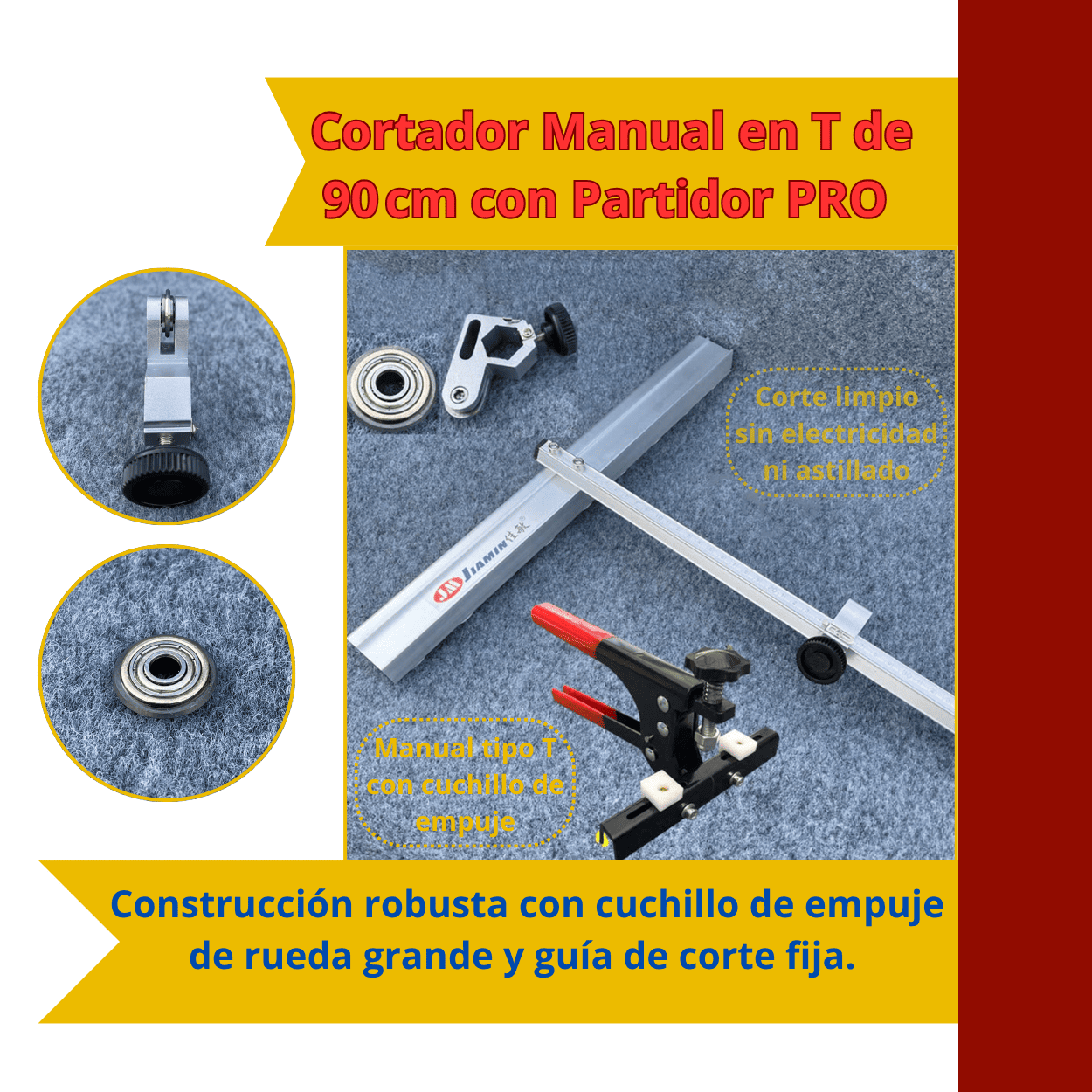 Cortador Manual en T de 90 cm con Partidor PRO