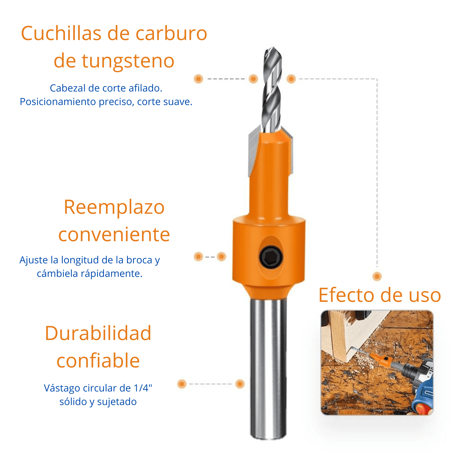 Broca Avellanadora de 8mm + Sacabocado de 8mm