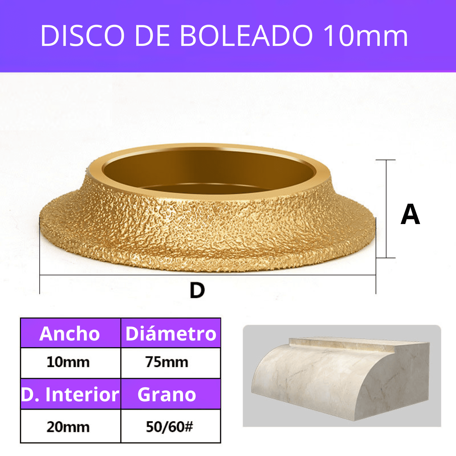 DISCO DE BOLEADO PARA PORCELANATO, GRANITO Y MÁRMOL – 10MM, 15MM, 20MM