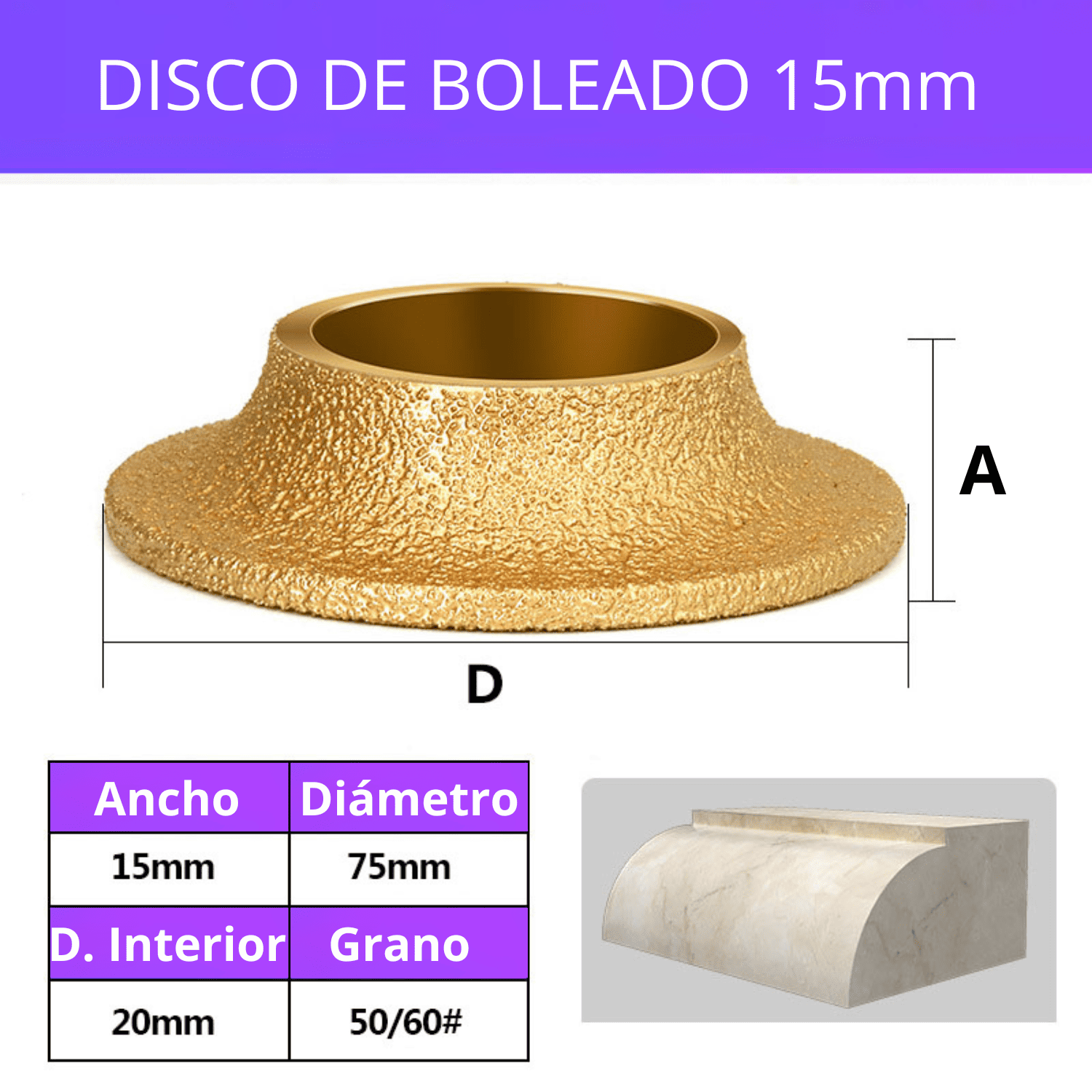 DISCO DE BOLEADO PARA PORCELANATO, GRANITO Y MÁRMOL – 10MM, 15MM, 20MM