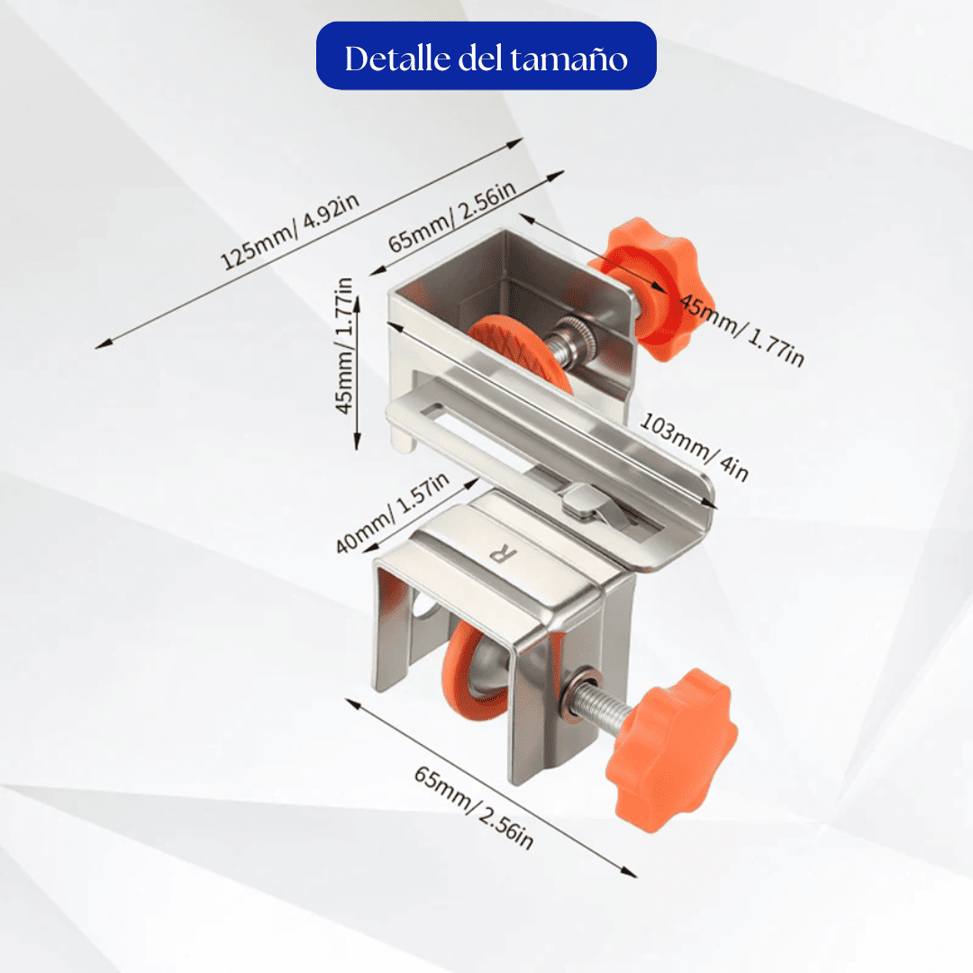 Abrazadera 2 en 1 para Tapa de Cajón y Corredera – Set de 2 Piezas de Precisión para Armado Rápido