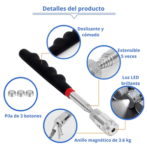 Recogedor Magnético Telescópico con Luz LED – De 19 cm a 80 cm para Espacios Difíciles