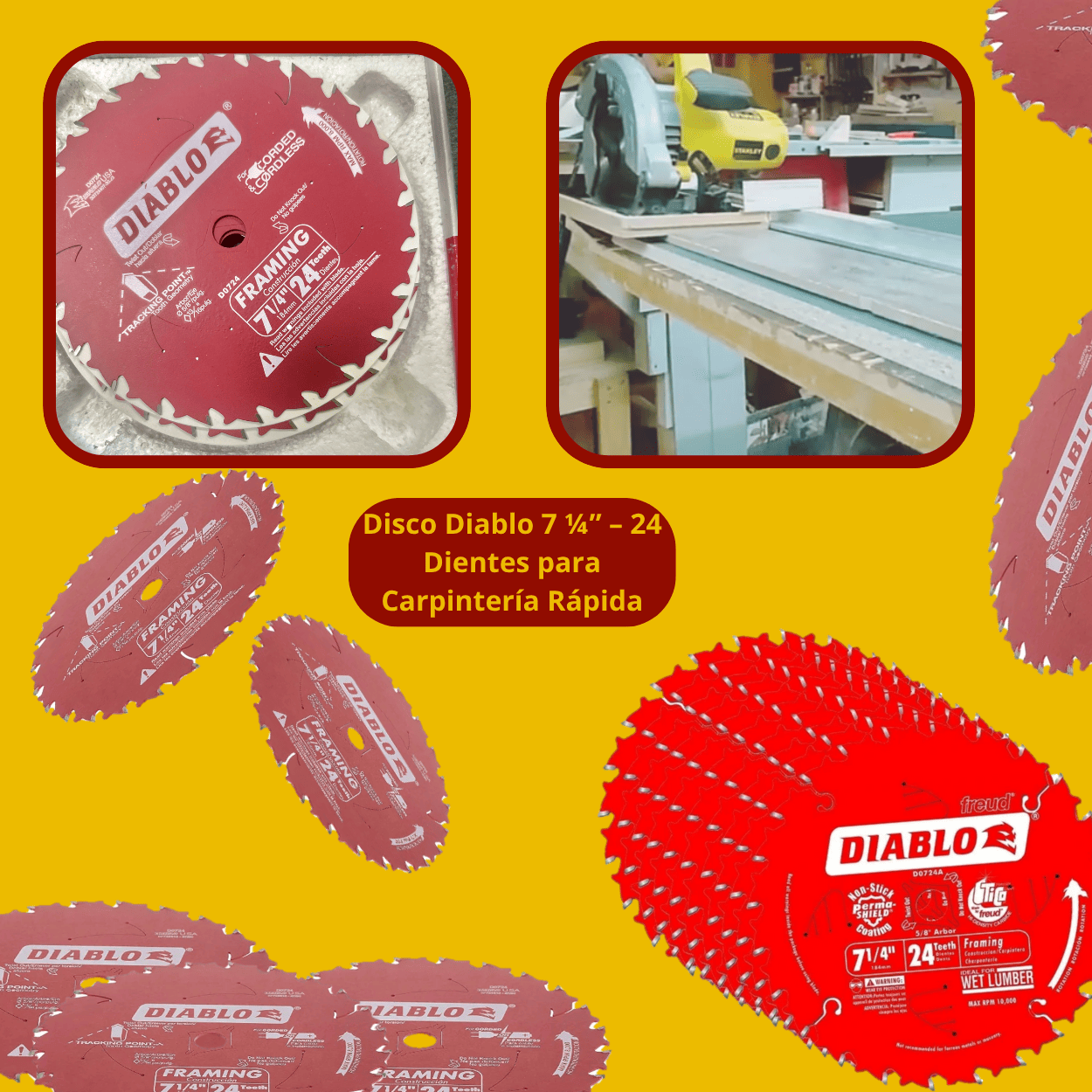 Disco Diablo 7 ¼” – 24 Dientes para Carpintería Rápida