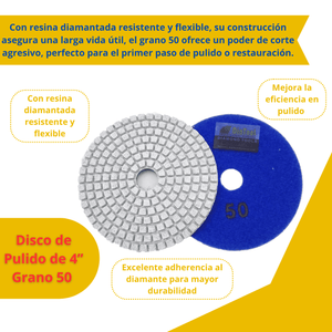 Disco de Pulido de 4” Grano 50 húmedo
