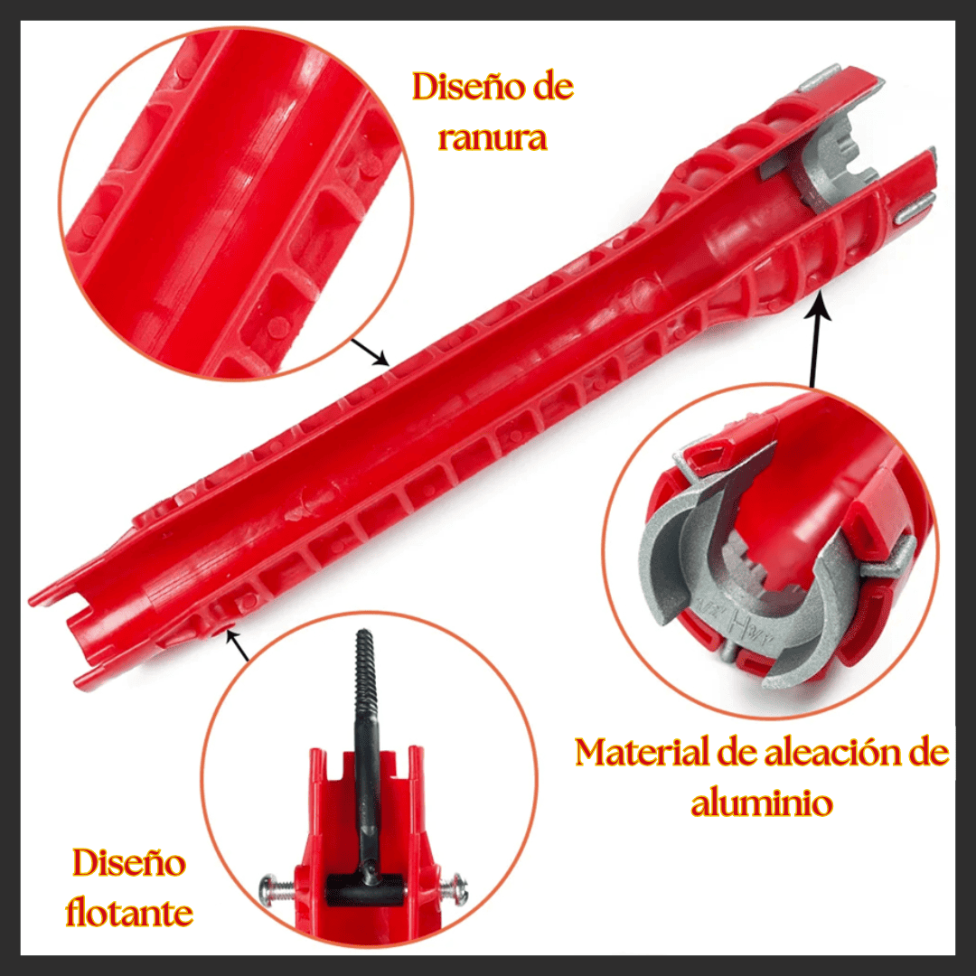 Llave para Gasfitería 8 en 1 – Diseño Largo, Multifuncional y Ergonómico