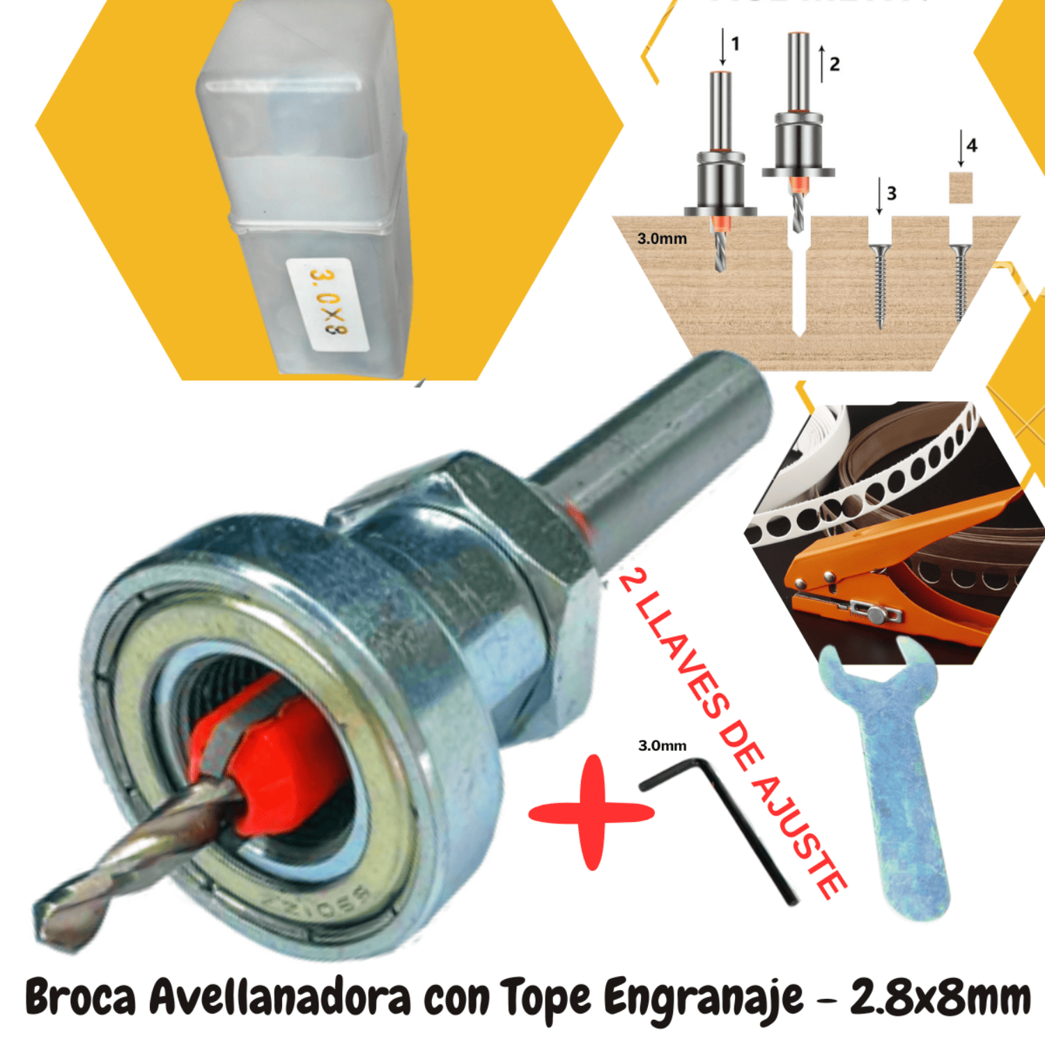 Broca Avellanadora con Tope – 2.8 x 8 mm & 3.0 x 8 mm