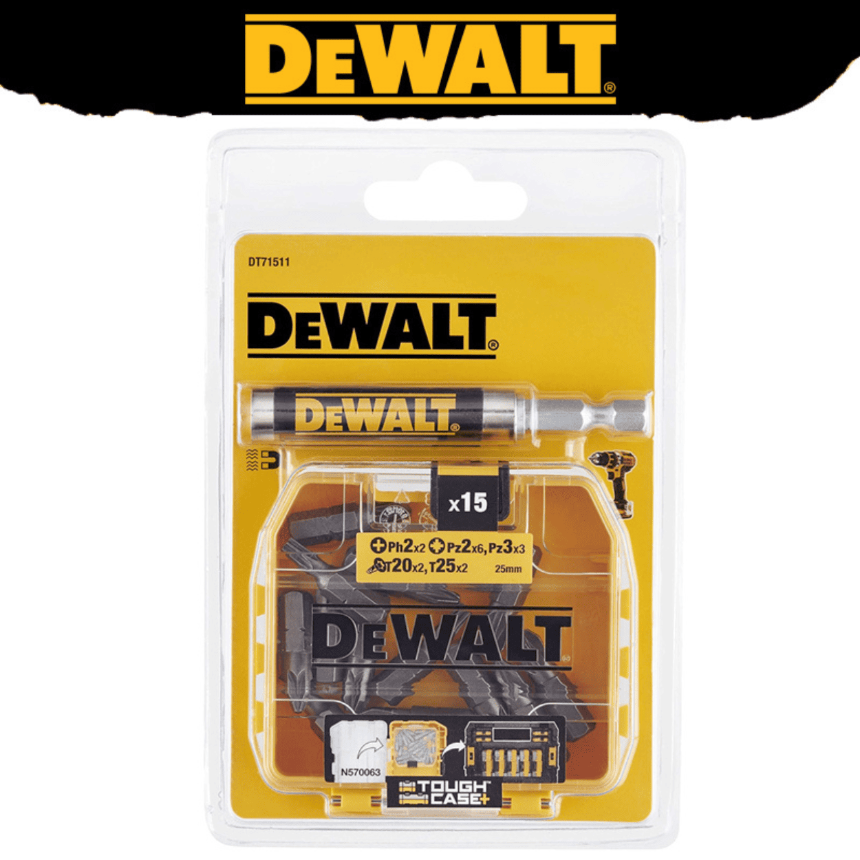 Set 16pz Punta + Guía Magnética DEWALT FLEXTORQ DT70522T-Q