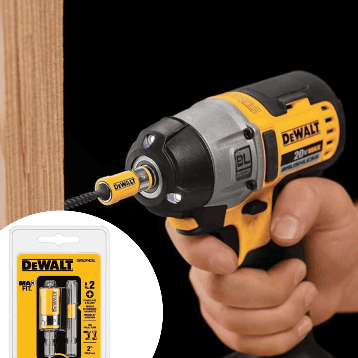 Combo Dewalt PH2 + Adaptador 1/4" – ¡Cambio Express y Fijación Total!