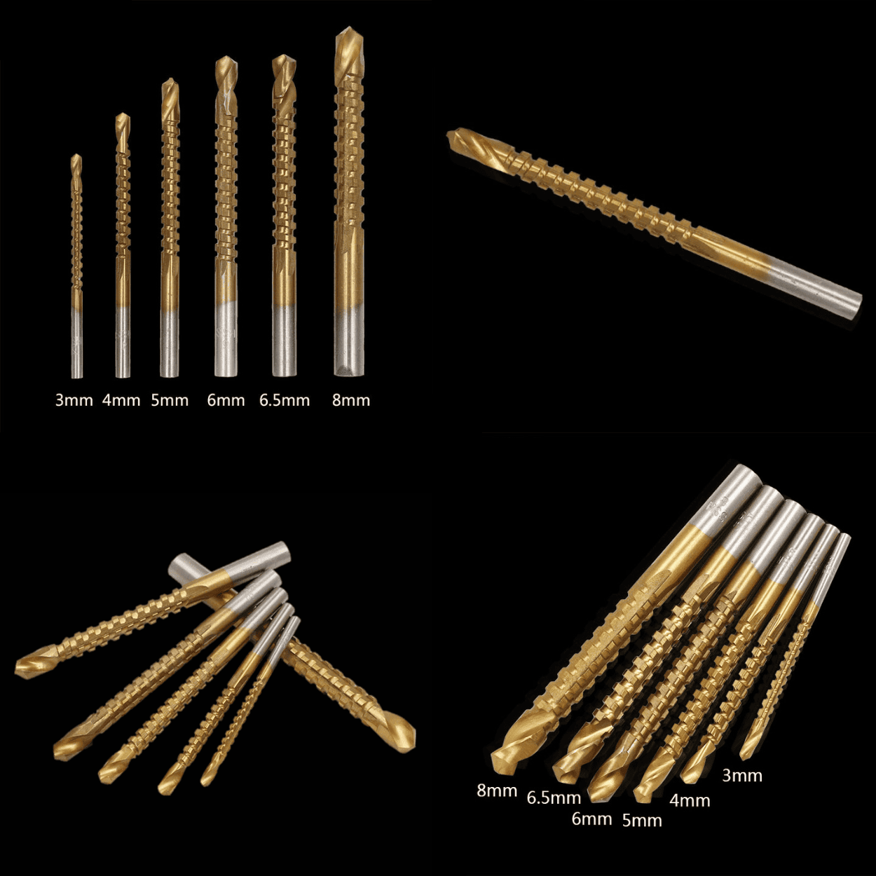 Set de 6 Brocas Ranuradoras de Titanio