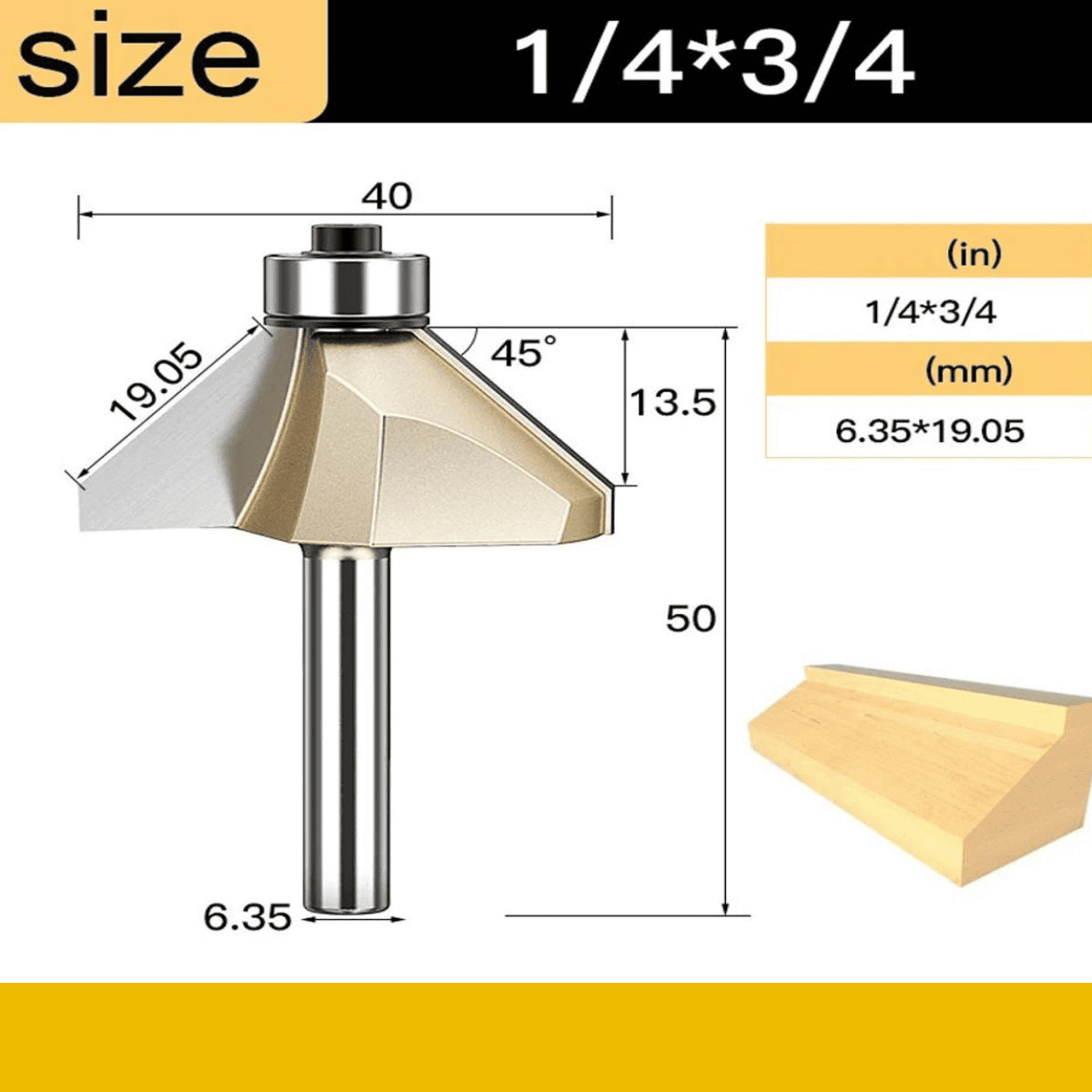 Fresa 45° con Rodamiento – Corte Preciso y Profesional