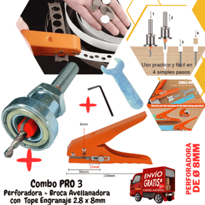 Combos de Perforadora Anaranjado + Broca Avellanadora con Tope Engranaje