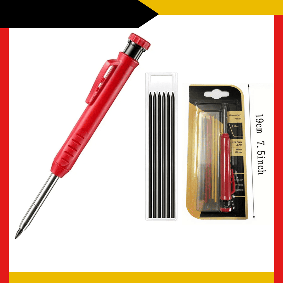 Lápiz Marcador para Carpintero – Set Completo con 6 Puntas de Repuesto