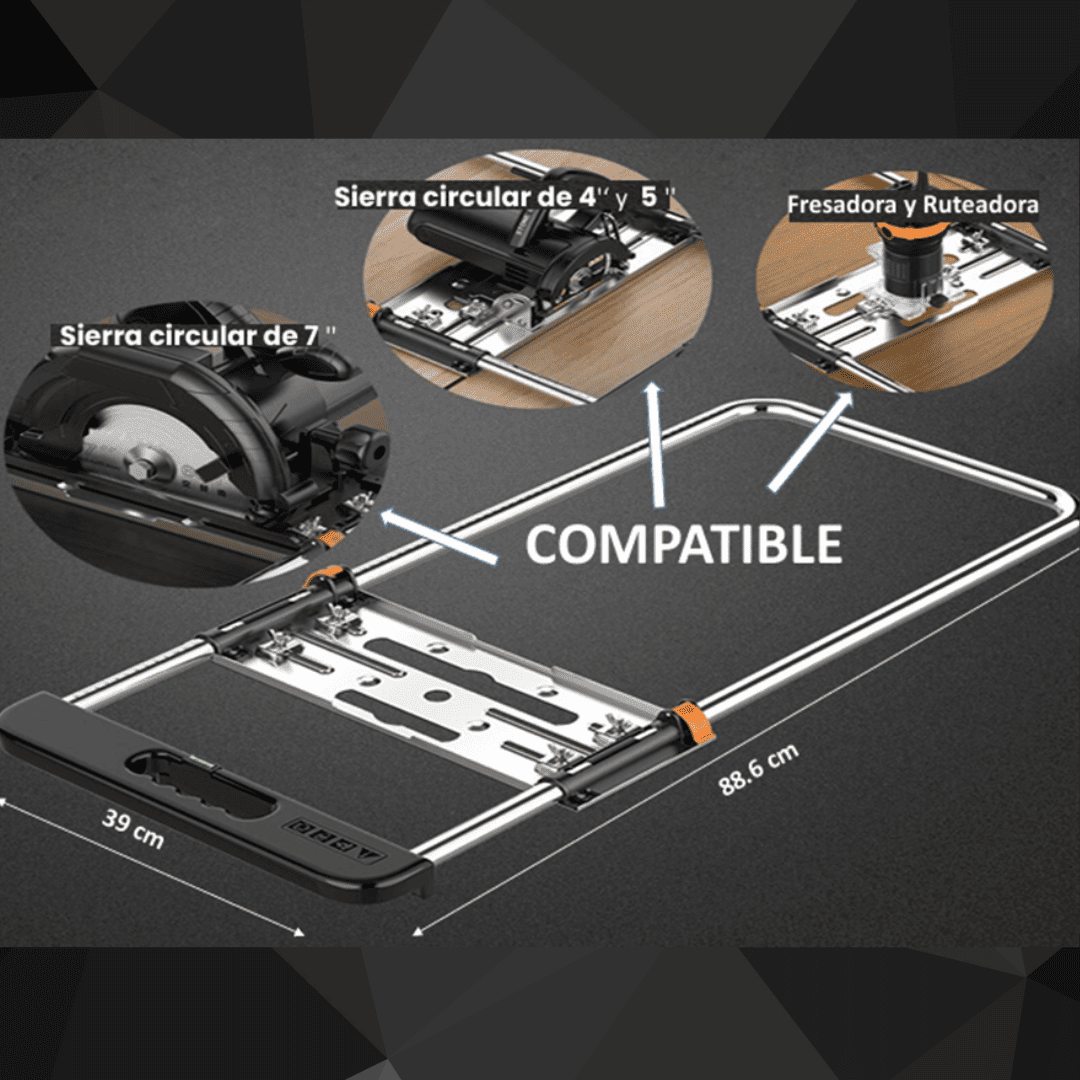 Guía de Bordes PRO para Sierra Circular, Fresadora y Ruteadora